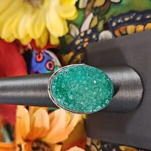 Calcite Green (Druzy) Ring - Size 9 1/2 (2 Similar To Pick From)